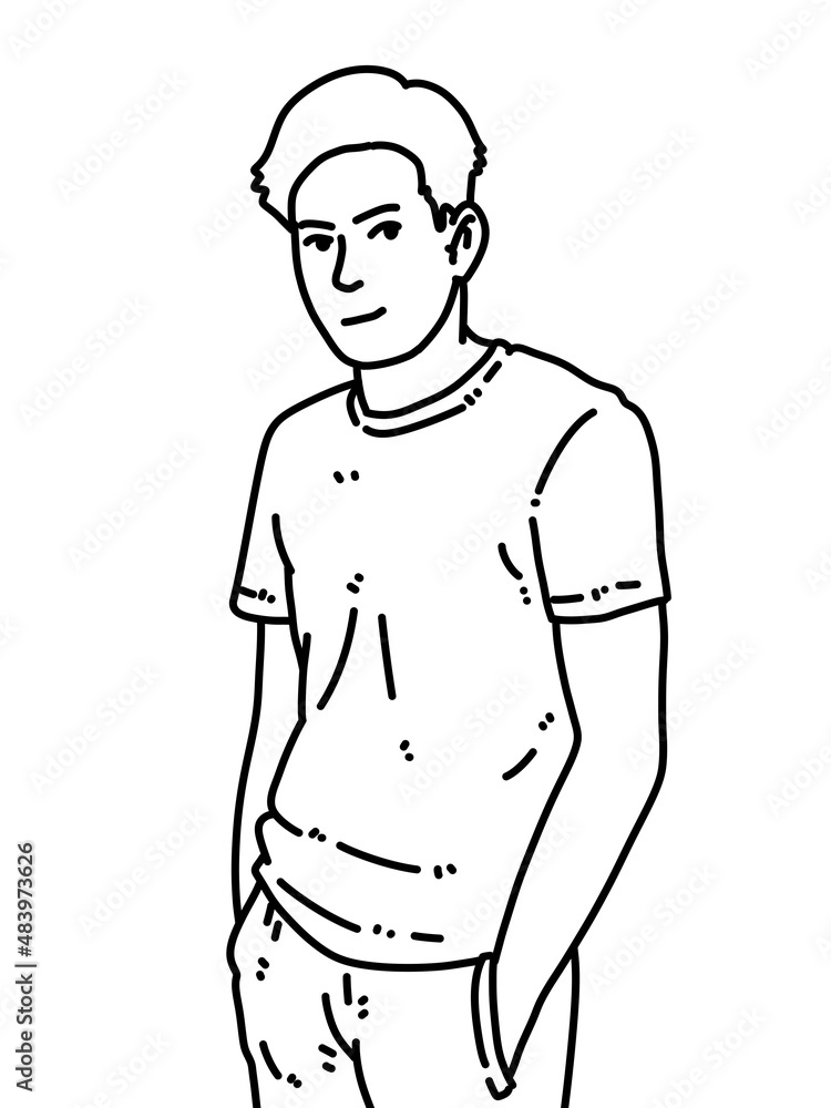 black and white of cute man cartoon for coloring black and white of cute man cartoon for coloring