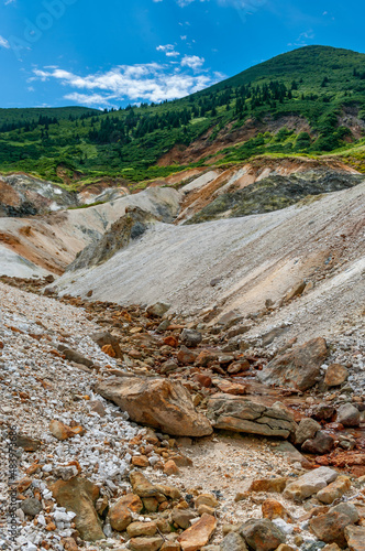 Fumarolic field at the Mendeleev volcano at Kunashir island, Russia photo