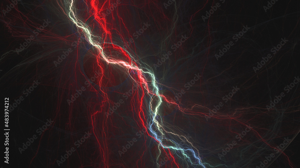 Red lightning background, plasma and electrical abstract