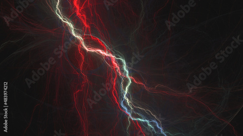 Red lightning background, plasma and electrical abstract