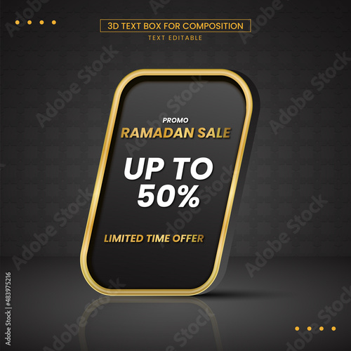 3d text box ramadan sale Free Vector