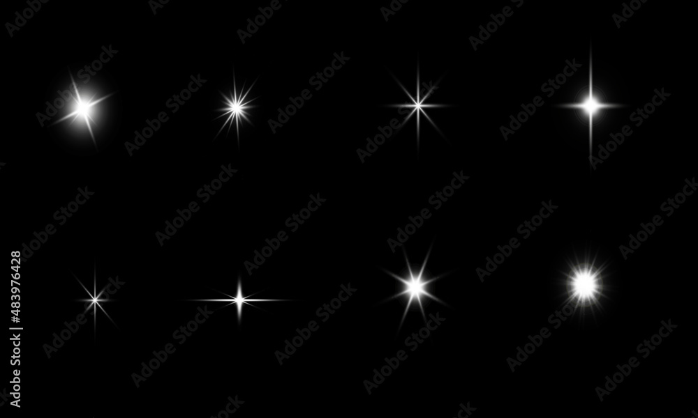Set of isolated realistic glare flares. Set of isolated realistic glare flares.