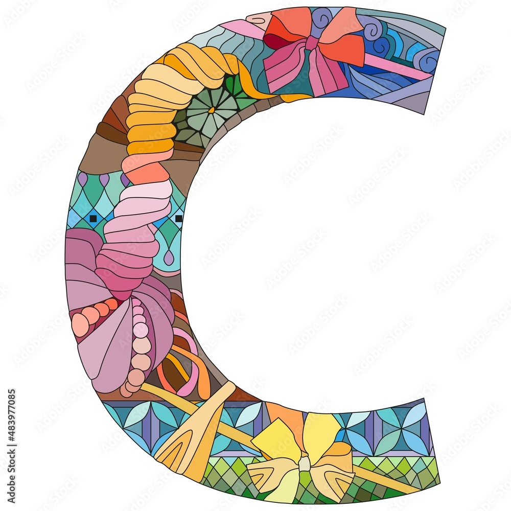 Letter C monogram, engraving design. Vector illustration. Letter C monogram, engraving design. Vector illustration.