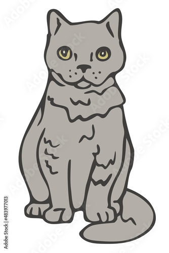 Vector illustration of cat. Isolated hand drawn cat. © Анастасия Ганева