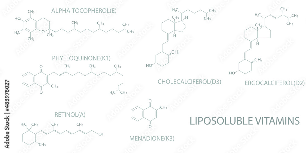 Liposoluble Vitamins Molecular Skeletal Chemical Formula Stock Vector Adobe Stock 7129