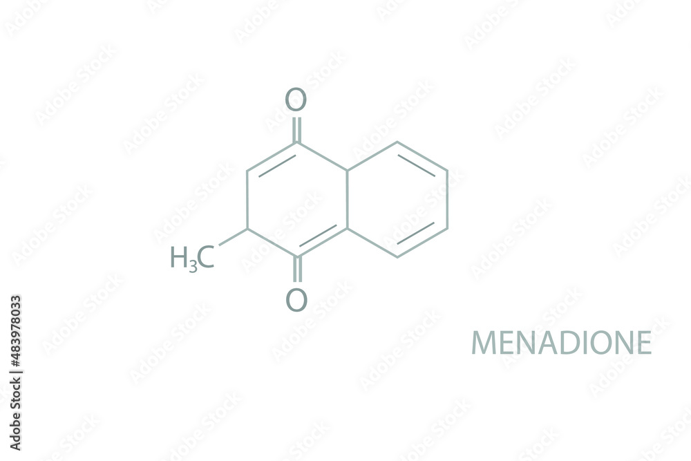 Fototapeta premium Menadione molecular skeletal chemical formula. 