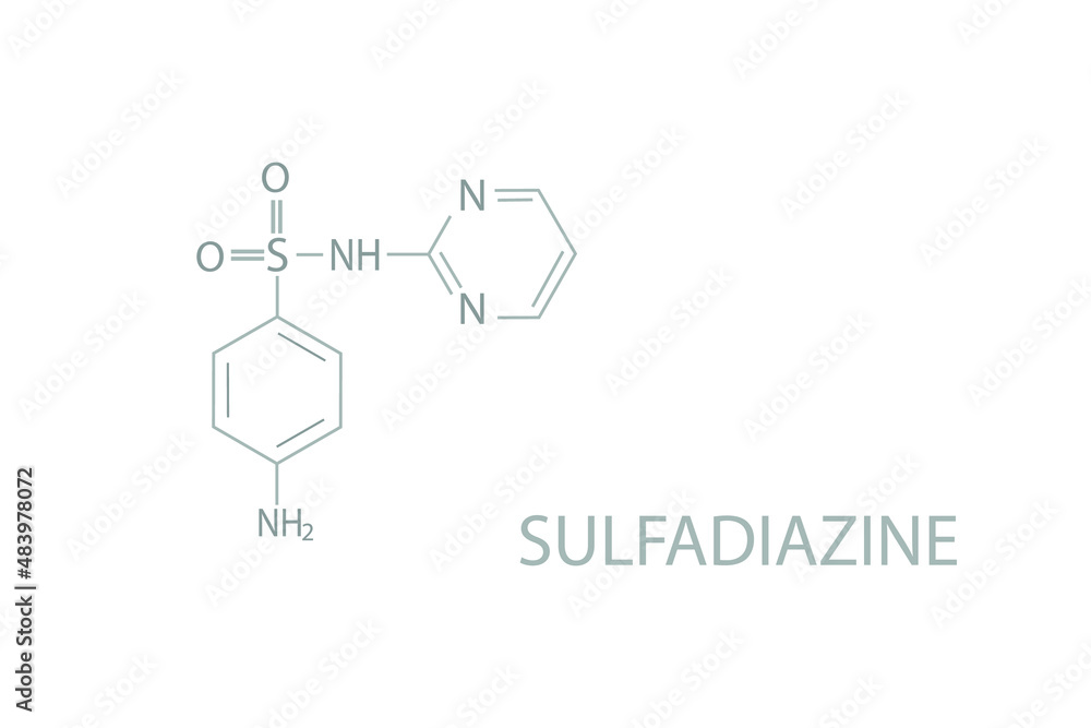  Sulfadiazine molecular skeletal chemical formula.	
