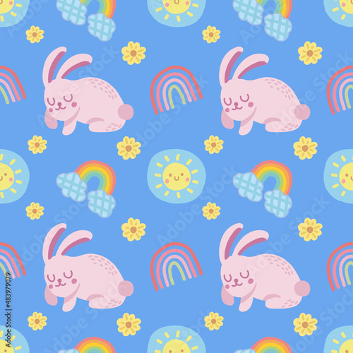 easter egg and bunny cute elements seamless design