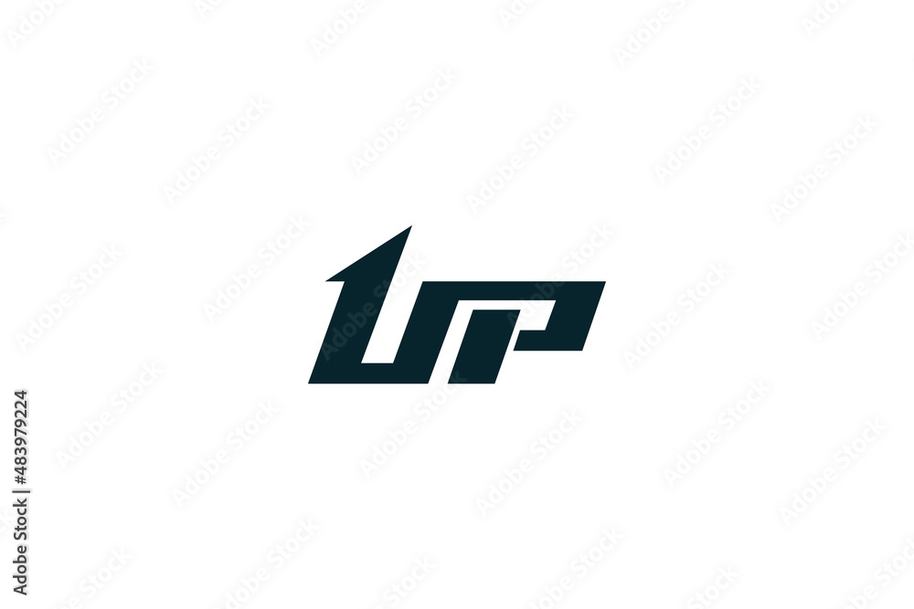 UP with north arrow logo design vector illustration. UP with north arrow logo design vector illustration.