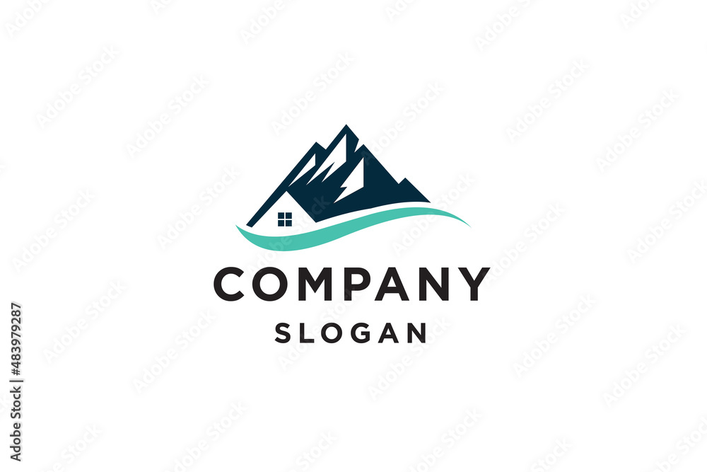 House with mountain for villa logo design vector illustration. House with mountain for villa logo design vector illustration.