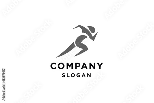 Running people athlete logo design vector illustration.