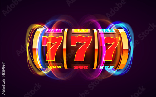 Golden slot machine wins the jackpot. 777 Big win concept. Casino jackpot.