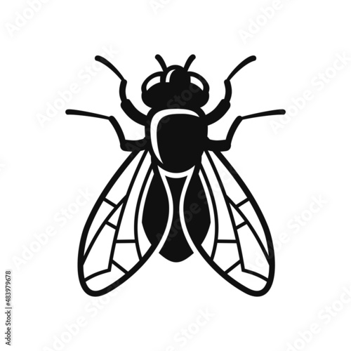 Fly Icon Silhouette on White Background. Vector