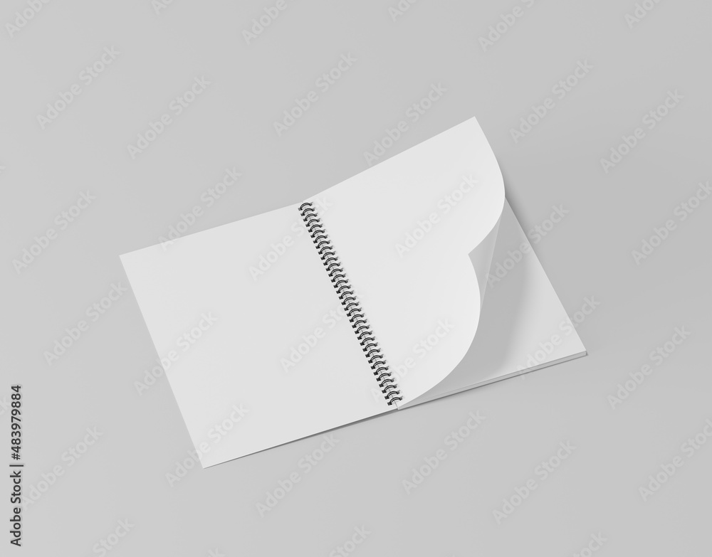 Blank spring note mockup, A realistic set of white notepad sheets Blank spring note mockup, A realistic set of white notepad sheets