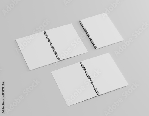 Blank spring note mockup, A realistic set of white notepad sheets
