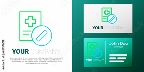 Line Medical prescription icon isolated on white background. Rx form. Recipe medical. Pharmacy or medicine symbol. Colorful outline concept. Vector