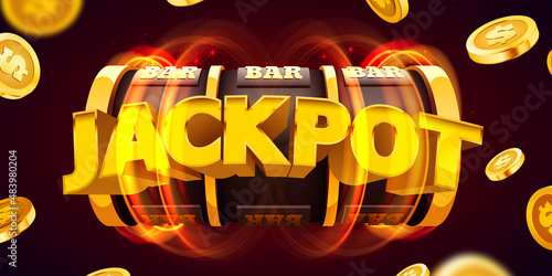 Golden slot machine wins the jackpot. 777 Big win concept. Casino jackpot.