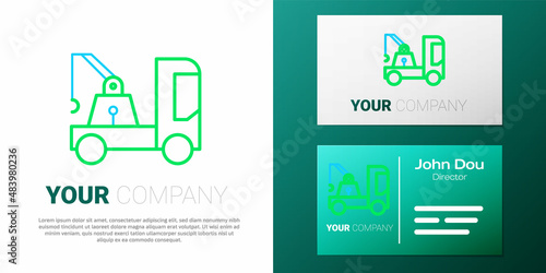 Line Tow truck icon isolated on white background. Colorful outline concept. Vector