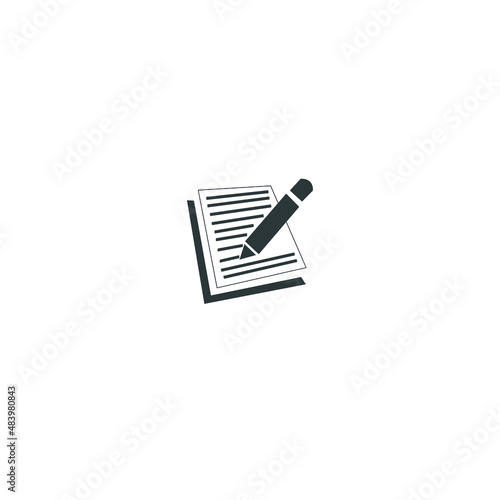Paper and pen icon, Document icon, Note symbol. Vector icons