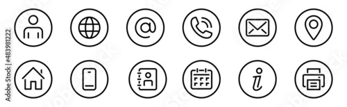 Web icon set. Web buttons. Website contact icons vector. Contacts icons. Editable Stroke