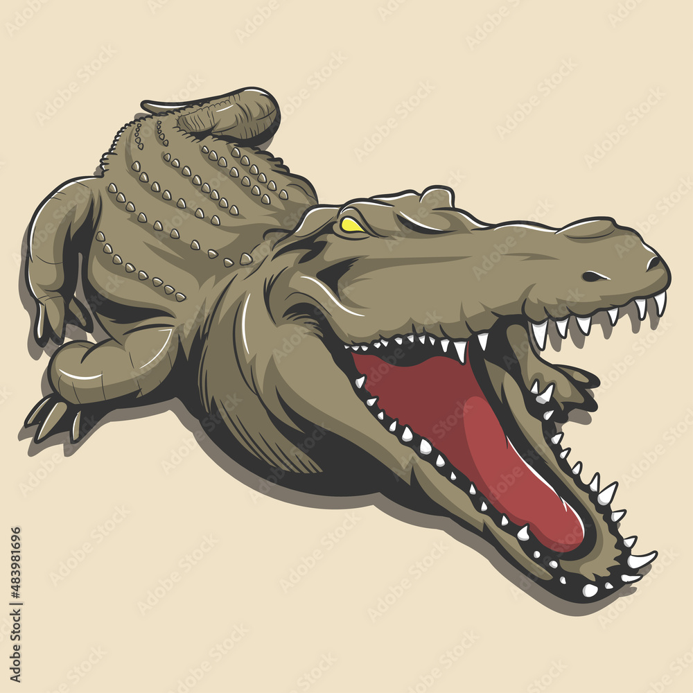 Fototapeta premium Crocodile t-shirt design. Poster and sticker vector illustration. Alligator