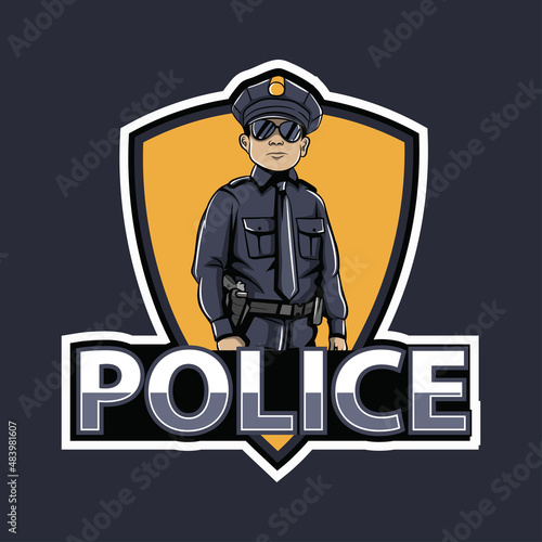 Cartoon police officer, policeman, isolated. Vector Illustration