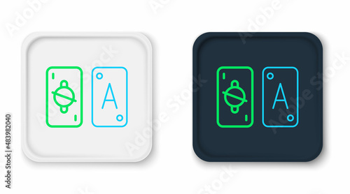 Line Tarot cards icon isolated on white background. Magic occult set of tarot cards. Colorful outline concept. Vector