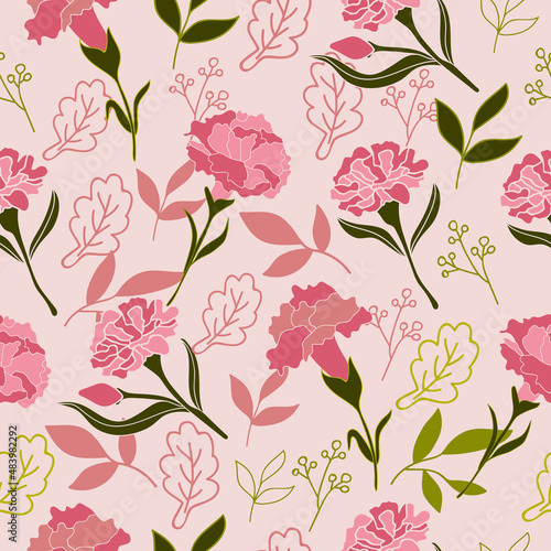 Carnation flowers seamless pattern