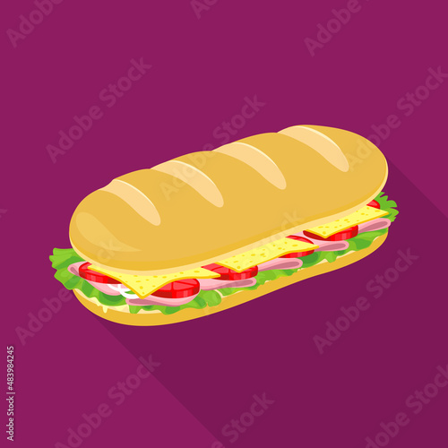 Fototapeta Naklejka Na Ścianę i Meble -  Vector illustration of bun and burger logo. Web element of bun and lettuce vector icon for stock.