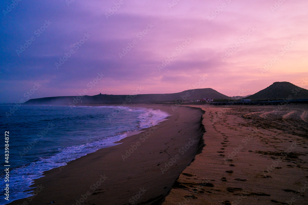 Fototapeta premium Sunrise on beach at Todos Santos, Mexico