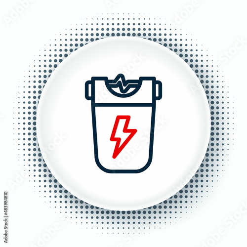 Line Police electric shocker icon isolated on white background. Shocker for protection. Taser is an electric weapon. Colorful outline concept. Vector