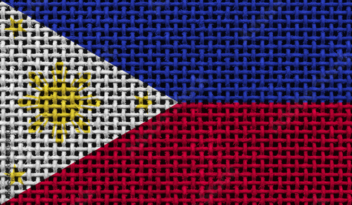 Philippines flag on the surface of a metal lattice. 3D image