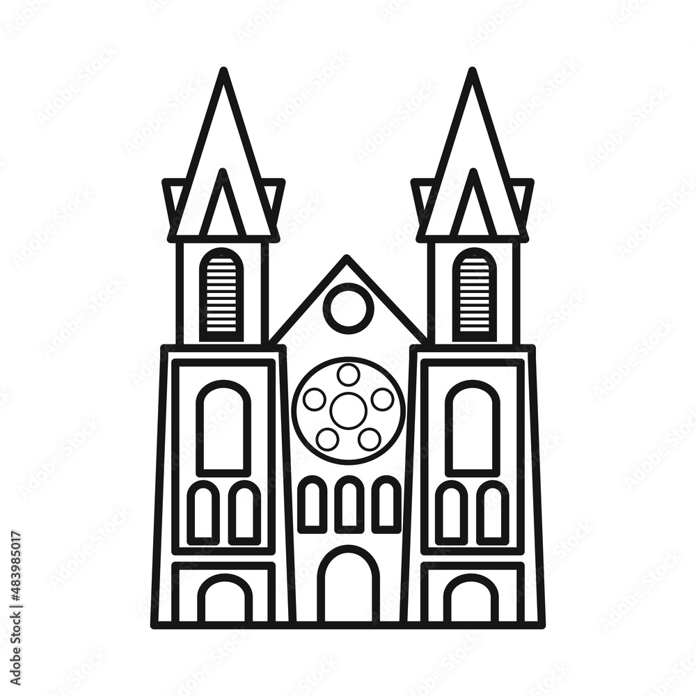 Isolated object of chapel and vietnamese symbol. Set of chapel and cathedral stock symbol for web.