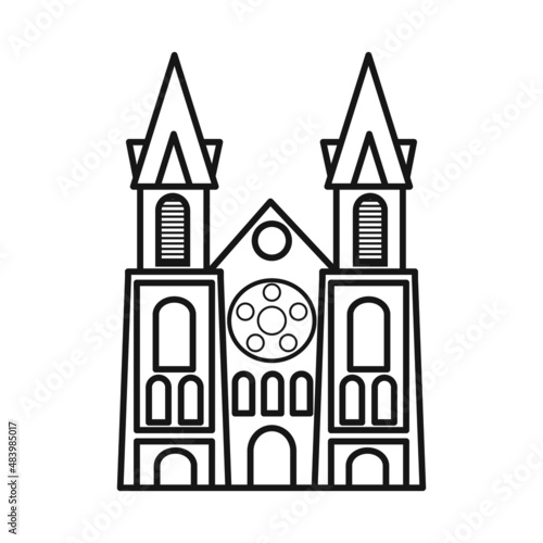 Isolated object of chapel and vietnamese symbol. Set of chapel and cathedral stock symbol for web.