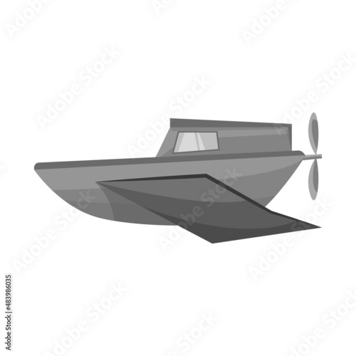 Vector illustration of boat and old sign. Web element of boat and longboat stock vector illustration.
