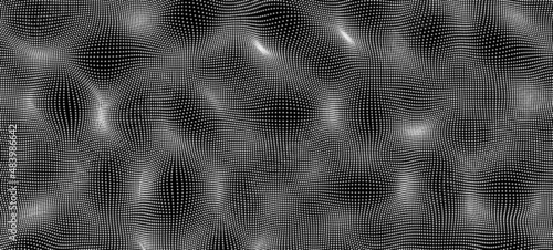 Background with convex forms. Grid surface with ripples and reflections. 3d dynamic vector illustration.