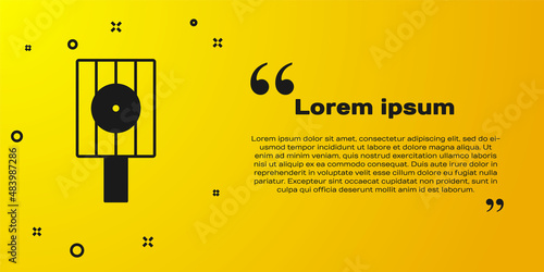Black Spray can nozzle cap icon isolated on yellow background. Vector