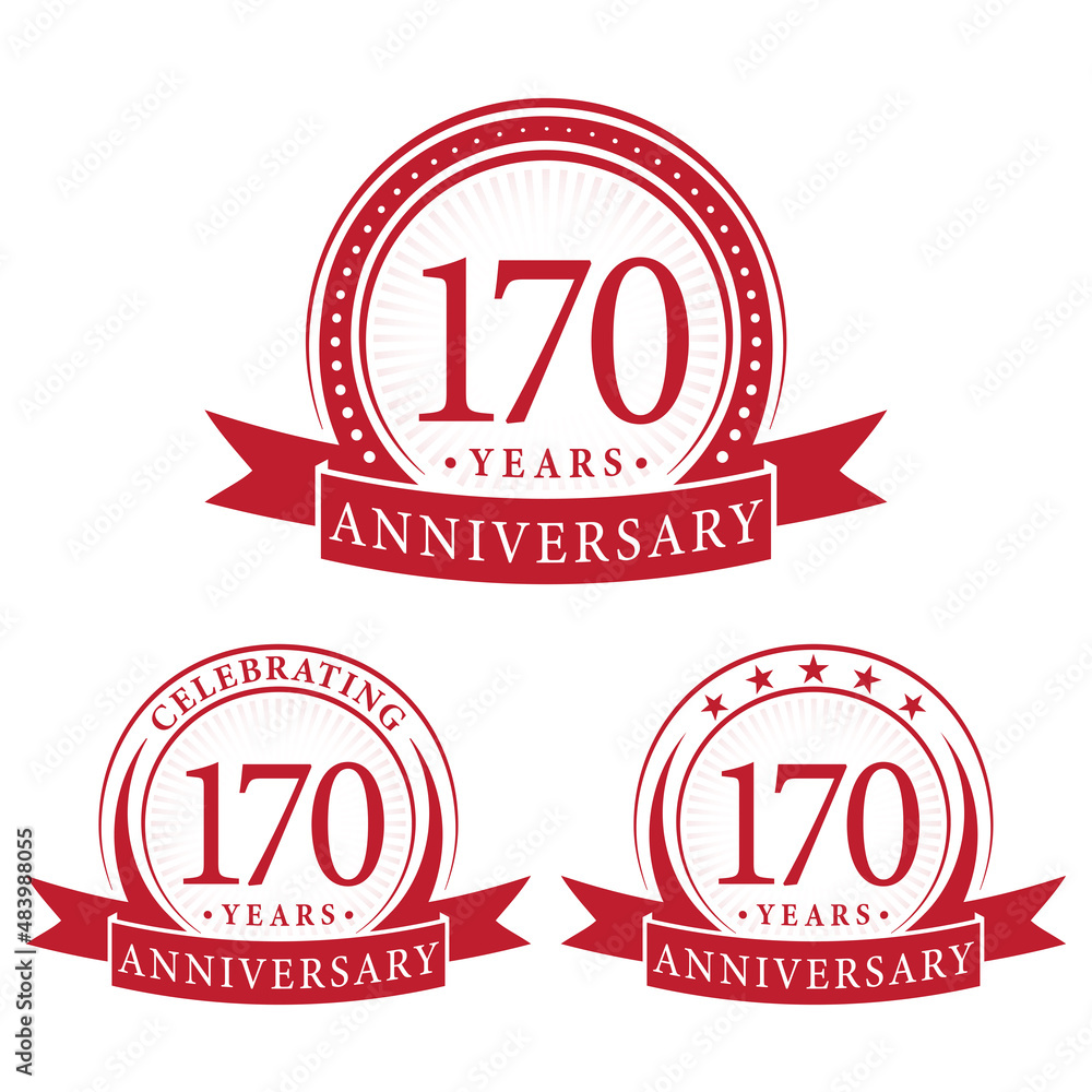 170 years anniversary logo collections. Set of 170th Anniversary logotype template. Vector and illustration. 170 years anniversary logo collections. Set of 170th Anniversary logotype template. Vector and illustration.