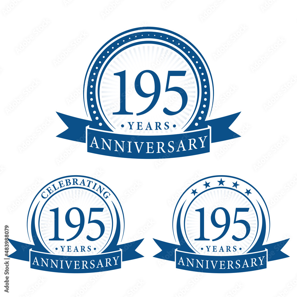 195 years anniversary logo collections. Set of 195th Anniversary logotype template. Vector and illustration. 195 years anniversary logo collections. Set of 195th Anniversary logotype template. Vector and illustration.
