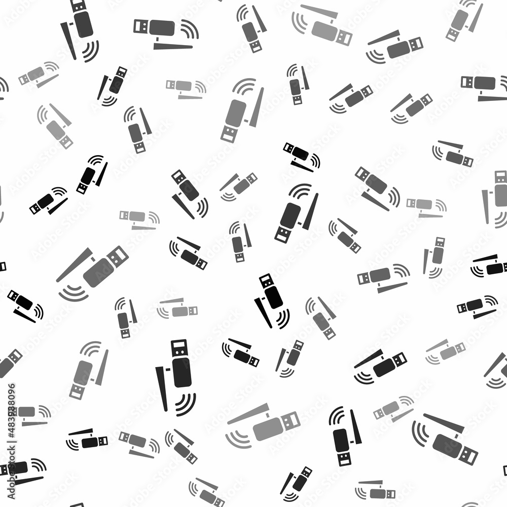 Black Usb wireless adapter icon isolated seamless pattern on white background. Vector Black Usb wireless adapter icon isolated seamless pattern on white background. Vector