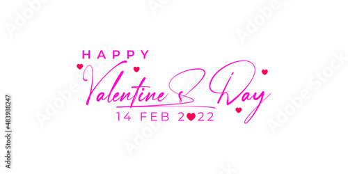 Happy Valentines Day. Vector illustration isolated on white background. Hand-drawn text lettering for Valentine s Day greeting card. Calligraphic design for print cards  banners  posters gift box logo