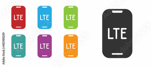 Black LTE network icon isolated on white background. Set icons colorful. Vector