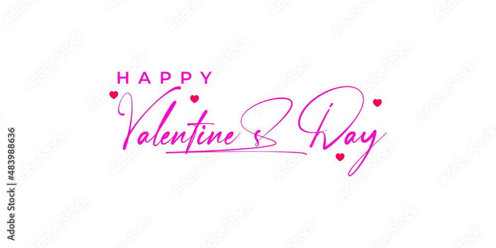 Happy Valentines Day. Vector illustration isolated on white background. Hand-drawn text lettering for Valentine's Day greeting card. Calligraphic design for print cards, banners, posters,gift box,logo