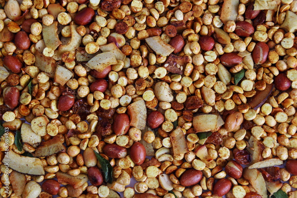 indian gujarati traditional dal mix bhel chivda chavanu snack as food background indian gujarati traditional dal mix bhel chivda chavanu snack as food background