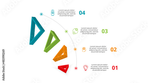 Vector pyramid up arrows infographic, diagram chart, triangle graph presentation. Business timeline concept with 4 parts