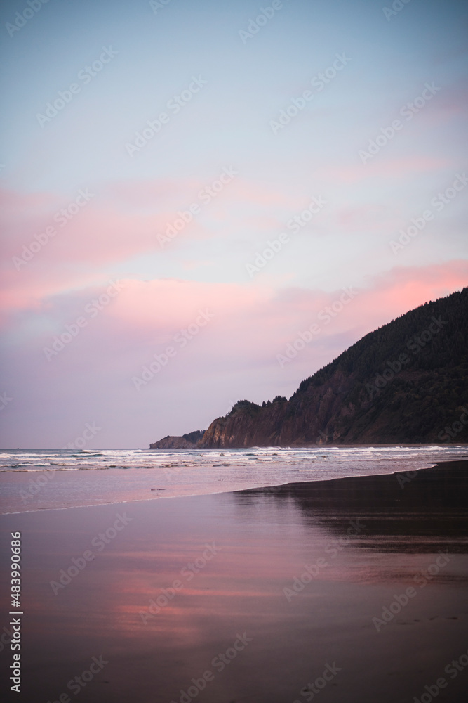 Manzanita Beach at Sunrise in colorful pinks Manzanita Beach at Sunrise in colorful pinks