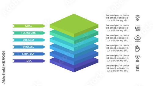 Vector pyramid up arrows infographic, diagram chart, triangle graph presentation. Business timeline concept with 6 parts