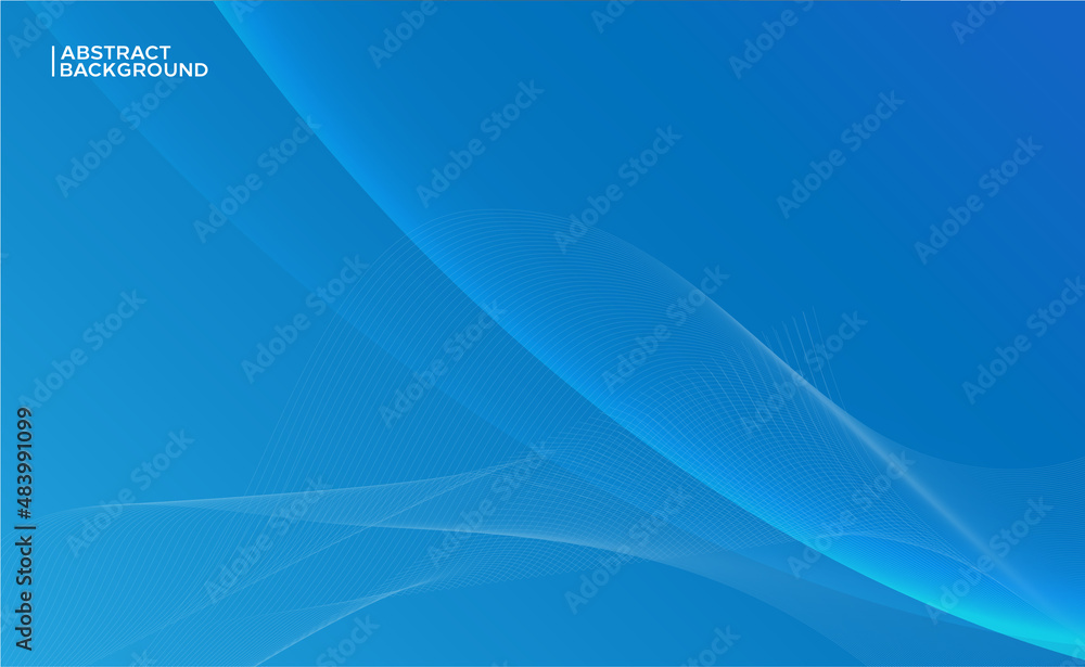Blue abstract background with wave and lines. Blue gradient background.