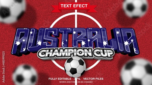 3d editable text effect australia football theme premium vector