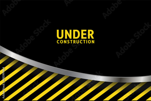 Clean Under construction background with police line and wave steel 